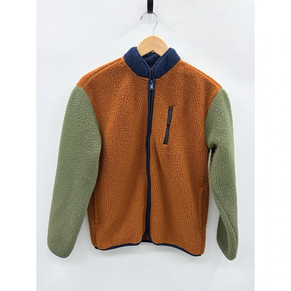 Old Navy Youth Boys Size XL 14/16 Full-Zip Soft Sherpa Jacket in Golden Alder